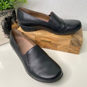 Dansko Farah‎ Leather Slip On Comfort Clogs Black Size 38 EU/7.5-8 US